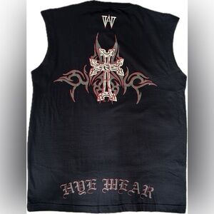 NWOT Mens black cotton gothic cross sleeveless tee tank top muscle shirt Size XL